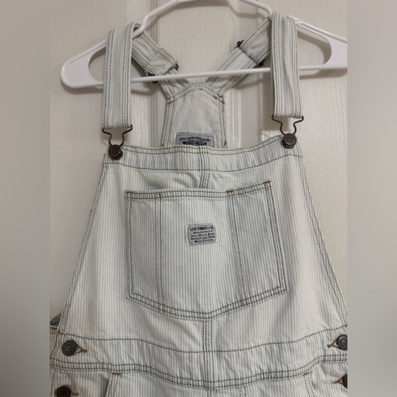 Levi’s Two Horse Brand Striped Denim Short Overalls - Size M - Picture 4 of 13